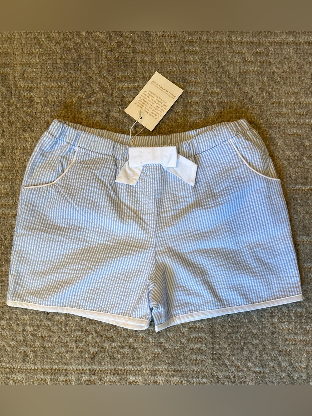 NWT TBBC Beaufort Bonnet Company light Blue Seersucker shorts size 8